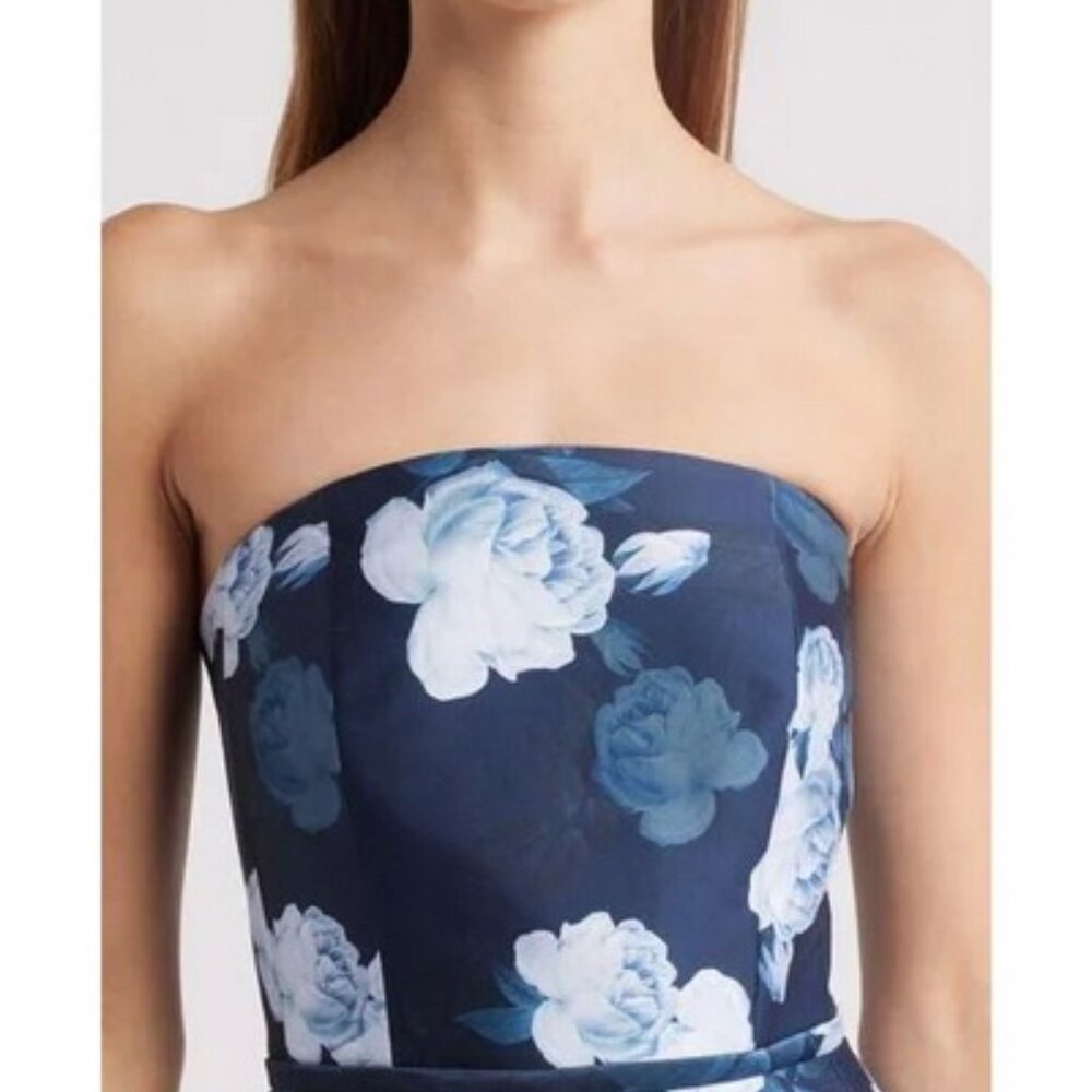 Sachin & Babi Midnight Glacial Rose Shay Floral Strapless Mikado Midi - Picture 3 of 4